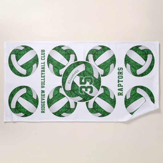 Groen Wit Team Kleuren Geschenken Girly Volleyball Strandlaken (Voorkant)