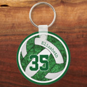 groen wit team kleuren girly volleyball sleutelhanger (Achterkant)