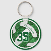 groen wit team kleuren girly volleyball sleutelhanger (Achterkant)