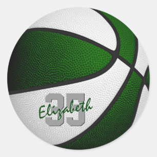 groen wit team kleuren jongens basketbal ronde sticker