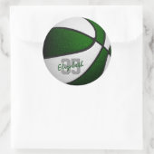groen wit team kleuren jongens basketbal ronde sticker (Tas)