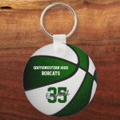 groen wit team kleuren jongens basketbal sleutelhanger (Achterkant)