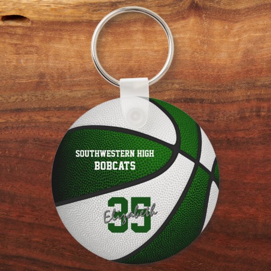 groen wit team kleuren jongens basketbal sleutelhanger (Achterkant)