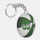 groen wit team kleuren jongens basketbal sleutelhanger (Voorkant Links)