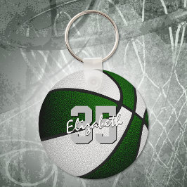 groen wit team kleuren jongens basketbal sleutelhanger
