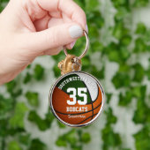 groen wit team kleuren jongens basketbal sleutelhanger (Hand)