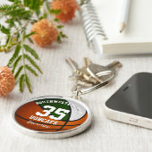 groen wit team kleuren jongens basketbal sleutelhanger (Zijkant)