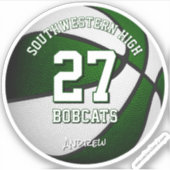 groen wit team kleuren jongens basketbal sticker (Voorkant)