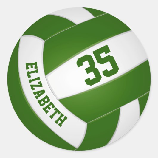 groen wit team kleuren jongens volleybal ronde sticker (Voorkant)