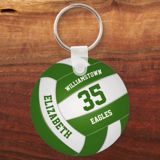 groen wit team kleuren jongens volleybal sleutelhanger (Voorkant)