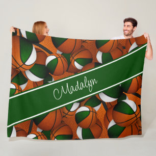 groen wit team kleuren meisjes basketbal fleece deken