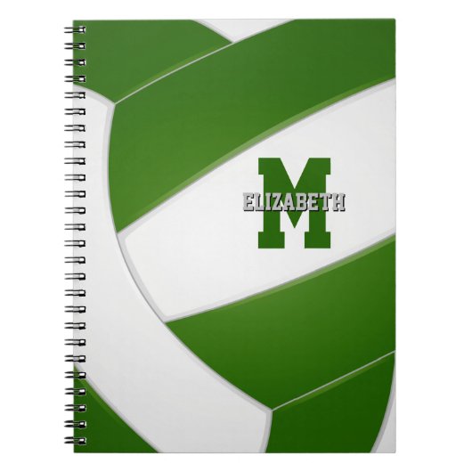 groen wit team kleuren meisjes volleybal notitieboek (Voorkant)