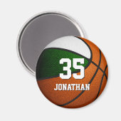 groen wit team kleuren realistische basketbal magneet (Voorkant / Achterkant)