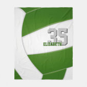 Groen Wit Team Kleuren Volleybal Atleet Naam Fleece Deken (Voorkant)