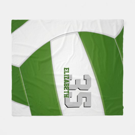 Groen Wit Team Kleuren Volleybal Atleet Naam Fleece Deken (Voorkant (Horizontaal))