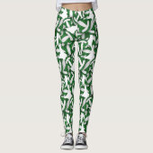 Groen wit team kleuren volleybalbalkenpatroon leggings (Voorkant)