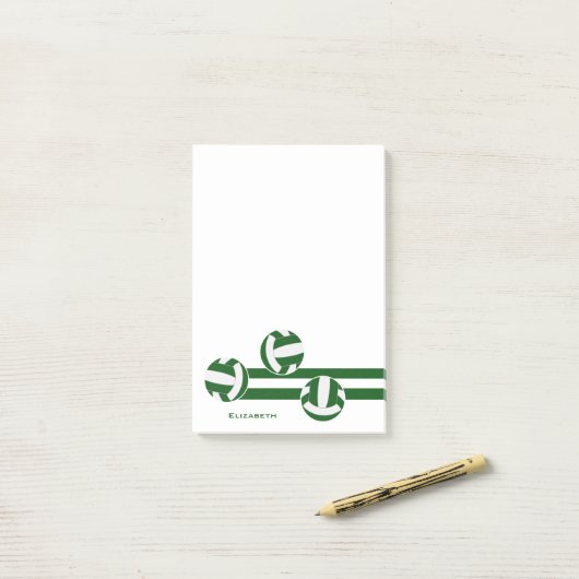 Groen Wit Team Kleuren Volleyballen Strepen Post-it® Notes (Op bureau)