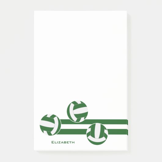 Groen Wit Team Kleuren Volleyballen Strepen Post-it® Notes (Voorkant)
