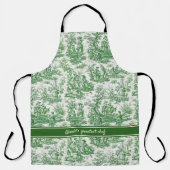  groen wit toile de jouy bedrukt schort (Voorkant)