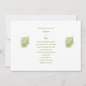Groen Wit Tropisch Palmblad Elegante Bruiloft Kaart (Voorkant)