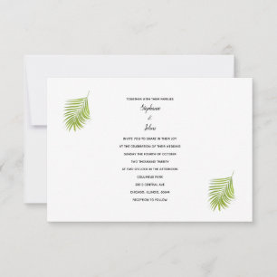 Groen Wit Tropisch Palmblad Trendy Cool Wedding Kaart