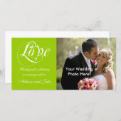 Groen Wit Trouwen Bedankt Fotokaart Sjabloon (Voorkant / Achterkant)