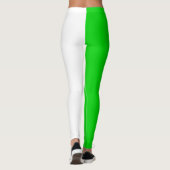 Groen Wit Twee Tone Split Half Design Leggings (Achterkant)