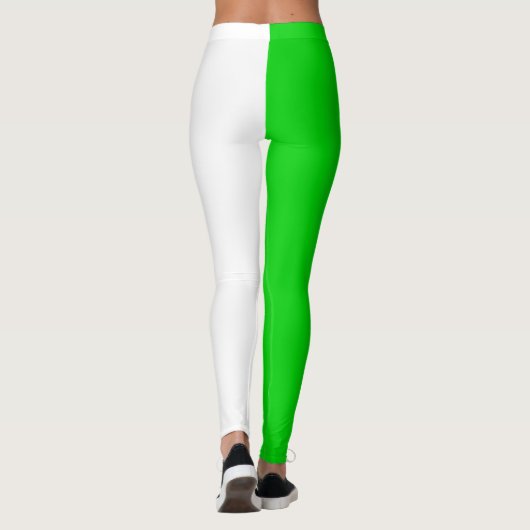 Groen Wit Twee Tone Split Half Design Leggings (Achterkant)