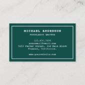 Groen Wit  Typewriter Professioneel Schrijver Visitekaartje (Achterkant)