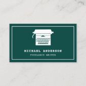 Groen Wit  Typewriter Professioneel Schrijver Visitekaartje (Voorkant)