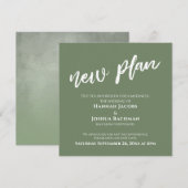 Groen & Wit Uitgestelde Bruiloft Nieuwe Plan Kaart (Voorkant / Achterkant)
