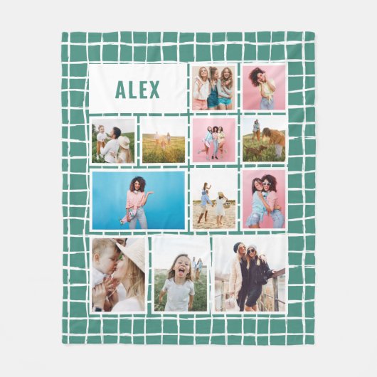 Groen wit van het net 12 foto moderne minimale abs fleece deken (Voorkant)