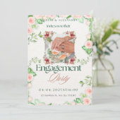 groen, wit verlovingsuitnodigingskaart Grootte: 5  Kaart (Staand voorkant)