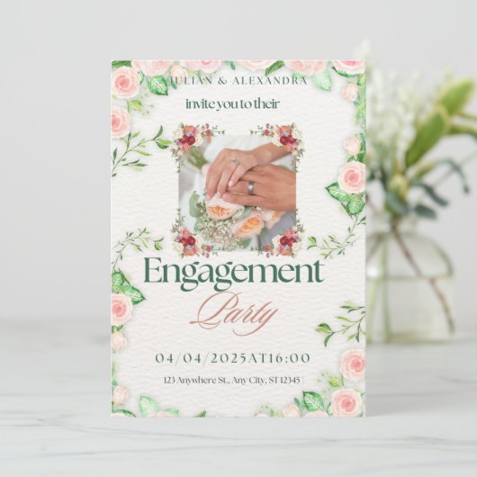 groen, wit verlovingsuitnodigingskaart Grootte: 5  Kaart (Staand voorkant)