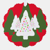 Groen Wit Versierde Kerstbomen Ornament Kaart (Achterkant)