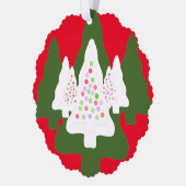 Groen Wit Versierde Kerstbomen Ornament Kaart (Links)