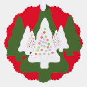 Groen Wit Versierde Kerstbomen Ornament Kaart (Voorkant)