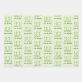 Groen Wit Vier Blad Patroon Custom Inpakpapier Vel (Voorkant 3)