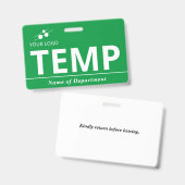 Groen Wit Voeg Je Logo Toe Temp Badge (Voor- en achterkant)