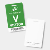 Groen Wit Voeg uw Logo barcode bezoeker toe Badge (Voor- en achterkant)