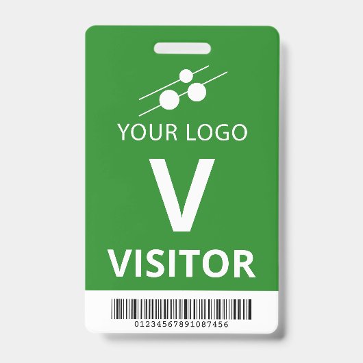 Groen Wit Voeg uw Logo barcode bezoeker toe Badge (Voorzijde)