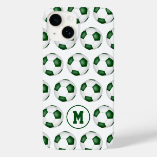 Groen wit voetballen patroon monogram Case-Mate iPhone 14 hoesje