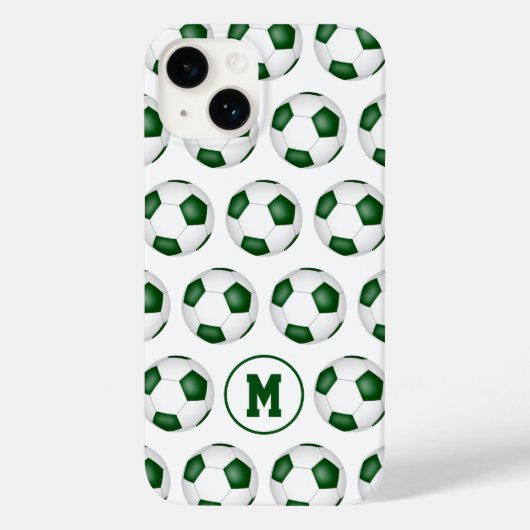 Groen wit voetballen patroon monogram Case-Mate iPhone case (Achterkant)
