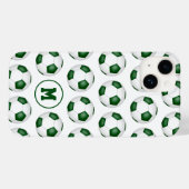 Groen wit voetballen patroon monogram Case-Mate iPhone case (Achterkant (horizontaal))