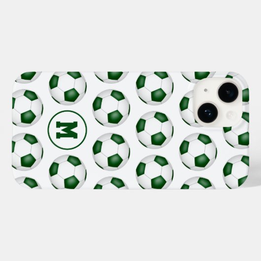 Groen wit voetballen patroon monogram Case-Mate iPhone case (Achterkant (horizontaal))