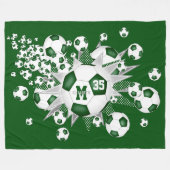 groen wit voetballen sterren meisjesnaam fleece deken (Voorkant (Horizontaal))