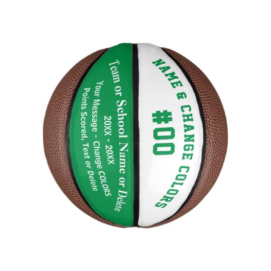 Groen, wit, volledig formaat of aangepaste mini-ba basketbal (Verticaal)