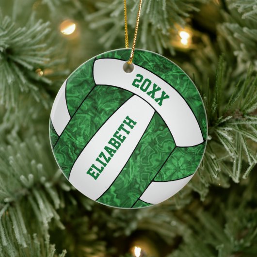groen wit volleybal feestelijk keramisch ornament (Boom)
