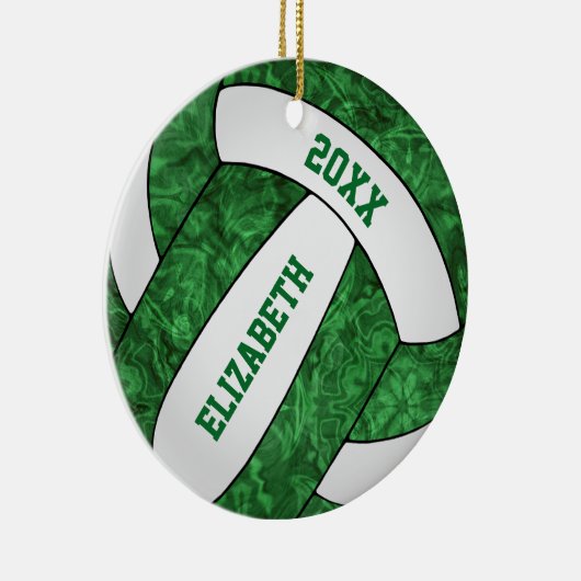 groen wit volleybal feestelijk keramisch ornament (Rechts)
