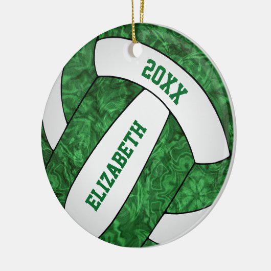groen wit volleybal feestelijk keramisch ornament (Links)
